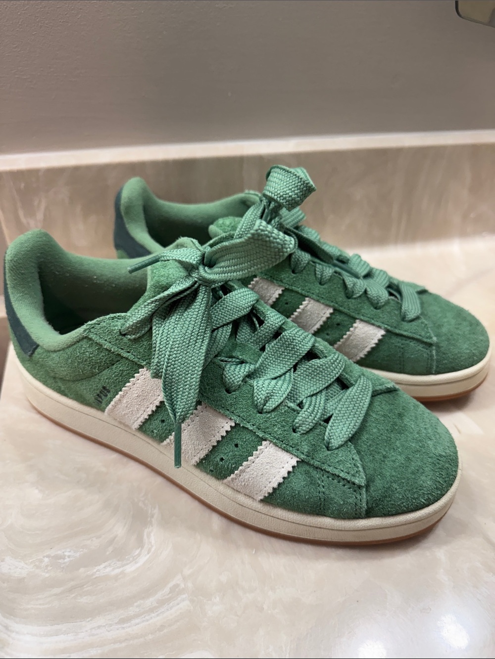 adidas Campus Green Suede Sneakers with White Stripes
